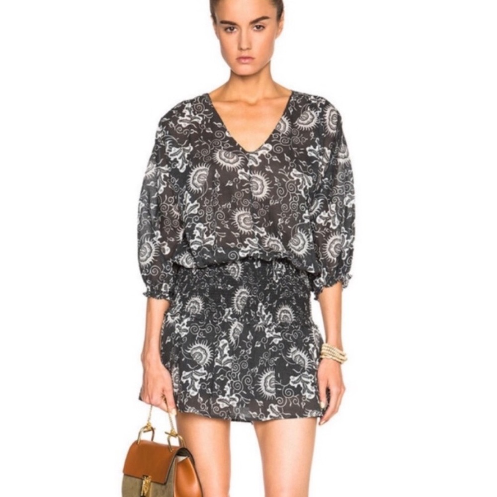 Ulla Johnson Black and White Printed Mini Dress